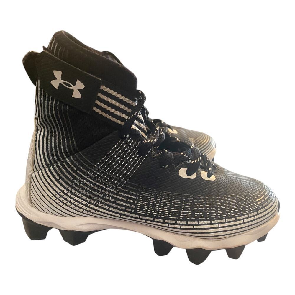 Under Armour Youth Cleats13K Black White Molded Baseball Softball Football Shoes